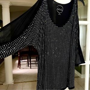 INC brand silver beaded top, ¾ sleeve, slit all the way down the sleeve